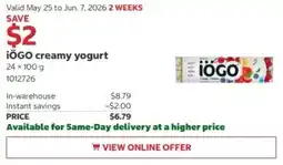 Costco ¡ÖGO creamy yogurt offer