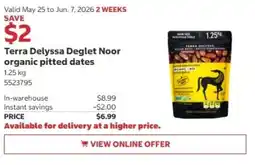 Costco Terra Delyssa Deglet Noor organic pitted dates offer