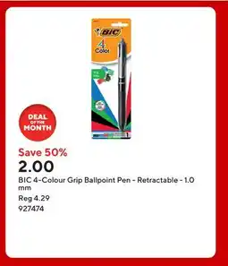 Staples BIC 4-Colour Grip Ballpoint Pen - Retractable - 1.0 mm offer