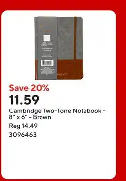 Staples Cambridge Two-Tone Notebook - 8 x 6 - Brown offer