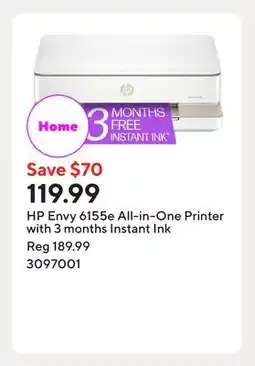 Staples HP Envy 6155e All-in-One Printer with 3 months Instant Ink offer
