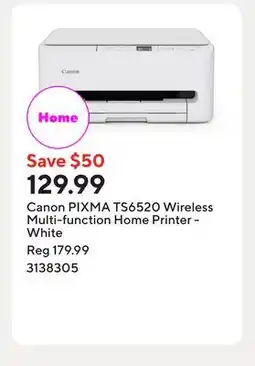 Staples Canon PIXMA TS6520 Wireless Multi-function Home Printer - White offer