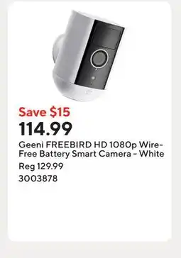 Staples Geeni FREEBIRD HD 1080p Wire-Free Battery Smart Camera - White offer