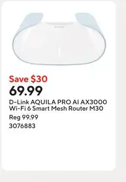 Staples D-Link AQUILA PRO AI AX3000 Wi-Fi 6 Smart Mesh Router M30 offer