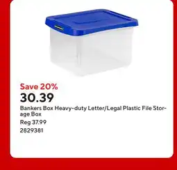 Staples Bankers Box Heavy-duty Letter/Legal Plastic File Storage Box offer
