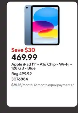 Staples Apple iPad 11 - A16 Chip - Wi-Fi - 128 GB - Blue offer