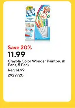 Staples Crayola Color Wonder Paintbrush Pens offer