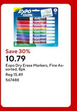 Staples Expo Dry Erase Markers, Fine Assorted offer