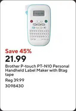 Staples Brother P-touch PT-N10 Personal Handheld Label Maker with Btag tape offer