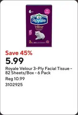 Staples Royale Velour 3-Ply Facial Tissue - 82 Sheets/Box offer