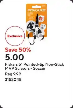 Staples Fiskars 5 Pointed-tip Non-Stick MVP Scissors - Soccer offer