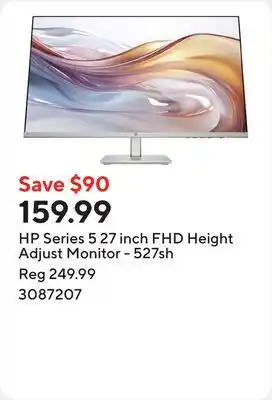 Staples HP Series 5 27 inch FHD Height Adjust Monitor - 527sh offer
