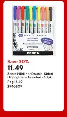 Staples Zebra Mildliner Double-Sided Highlighter – Assorted – offer