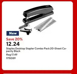 Staples Staples Desktop Stapler Combo Pack 20-Sheet Capacity Black offer