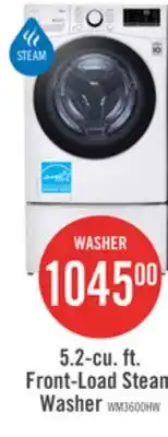 The Brick LG 5.2 Cu. Ft. Smart Front-Load High-Efficiency Steam Washer - White - Stackable - WM3600HWA offer