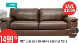 The Brick Classico 90 Genuine Leather Sofa with Wood Legs – Tobacco offer