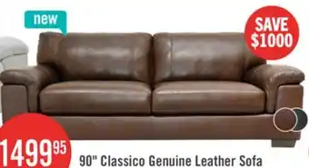 The Brick Classico 90 Genuine Leather Sofa with Wood Legs – Tobacco offer