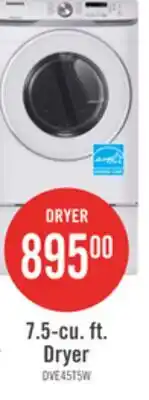 The Brick Samsung 7.5 Cu. Ft. Electric Dryer - White - Stackable - DVE45T6005W/AC offer