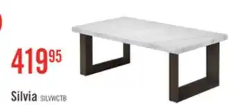 The Brick Silvia 48 Modern Coffee Table - White and Grey Marble Look with Brown Wood Legs offer