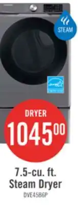 The Brick Samsung 7.5 Cu. Ft. Electric Dryer with Steam - Grey - Stackable - DVE45B6305P/AC offer