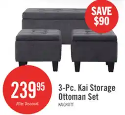The Brick Kai 19.5 3-Piece Storage Ottomans - Grey Linen-Look offer