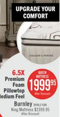 The Brick Stearns & Foster Burnley Luxury Pillowtop Medium Queen Mattress offer