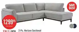 The Brick Horizon 2-Piece Right-Facing Fabric Sectional with Wood Base and Legs - Grey offer
