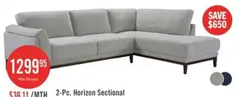 The Brick Horizon 2-Piece Right-Facing Fabric Sectional with Wood Base and Legs - Grey offer