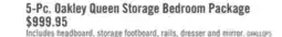 The Brick Oakley 5pc Bedroom Set with Storage Bed, Dresser & Mirror, Made in Canada, Natural - Queen Size offer