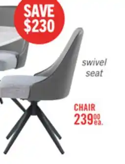 The Brick Bari Dining Chair with Vegan-Leather & Linen-Look Fabric, Swivel-Seat, Metal - Grey offer