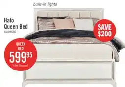 The Brick Halo Panel Bed with Headboard & Frame, LED, Glam, White - Queen Size offer