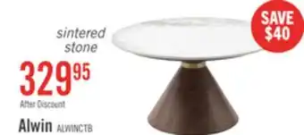 The Brick Alwin 31.5 Modern Round Coffee Table with White Sintered Stone Top - Brown offer