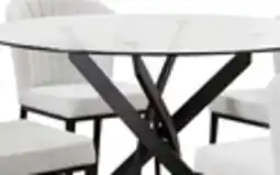 The Brick Zoe Dining Table with Glass Top, Metal Geometric Base, 47W Round - Black offer