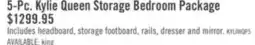 The Brick Kylie 5pc Bedroom Set with Storage Bed, Dresser & Mirror, Sand - Queen Size offer