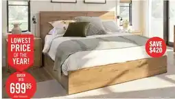 The Brick Scott Living Henri Panel Bed with Headboard & Frame, Wood, Brown - Queen Size offer