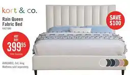 The Brick Kort & Co. Rain Upholstered Platform Bed in Light Grey Fabric, Tufted - Queen Size offer