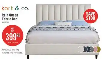 The Brick Kort & Co. Rain Upholstered Platform Bed in Light Grey Fabric, Tufted - Queen Size offer