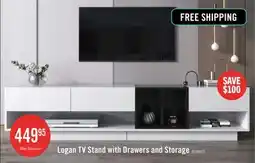 The Brick Logan High-Gloss Finish TV Cabinet with Drawers and Storage Compartments,White Tv Stand offer