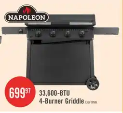 The Brick Napoleon 33,600-BTU 36-Inch 4-Burner Griddle with Rust-Resistant Stainless Steel Cooktop - F36FTPMK offer