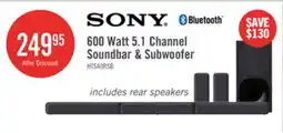 The Brick SONY S40R 5.1 Channel 600W Soundbar with Subwoofer and Wireless Rear Speakers (HTS40R) offer