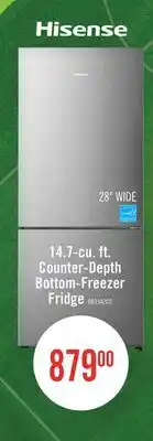 The Brick Hisense 27.7 14.7 Cu. Ft. Bottom-Mount Refrigerator - Titanium - RB15A2CSE offer