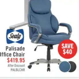 The Brick Sealy Posturepedic Palisade 28 Adjustable Ergonomic Office Chair - Blue offer