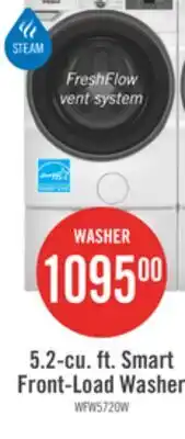 The Brick Whirlpool 5.2 Cu. Ft. Smart Front-Load Washer with FreshFlow Vent System - White - WFW5720RW offer