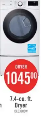 The Brick LG 7.4 Cu. Ft. Smart Electric Dryer - White - Stackable - DLE3600W offer