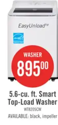 The Brick LG 5.6 Cu. Ft. Smart Top-Load Washer with EasyUnload - Essence White - WT8205CW offer