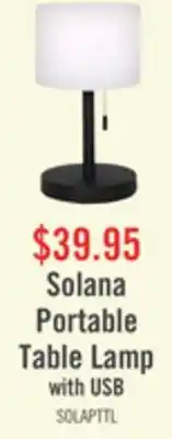 The Brick Solana 11 Modern Metal Acrylic Portable Indoor/Outdoor Table Lamp with USB Port - Black offer