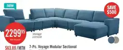 The Brick Voyage Modular 7-Piece Fabric Sectional with Console and Removable Back Cushions – Blue offer