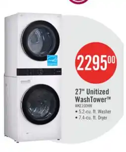 The Brick LG 5.2 Washer/7.4 Dryer Cu. Ft. Front-Load High-Efficiency Washtower - White - WKE100HWA offer