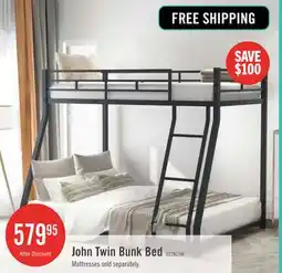 The Brick John Space-Saving Metal Floor Bunk Bed,Twin over Full,Black offer