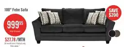 The Brick Made in Canada Febe 100 Chenille Fabric Sofa with Flared Arms and Accent Pillows - Charcoal Grey offer
